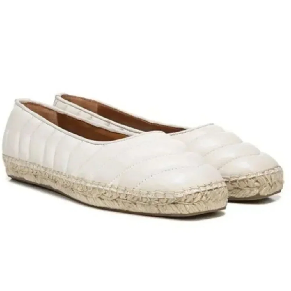 Franco Sarto Kiya Quilted Leather Espadrille Flat – Putty – Size 9 – NWT